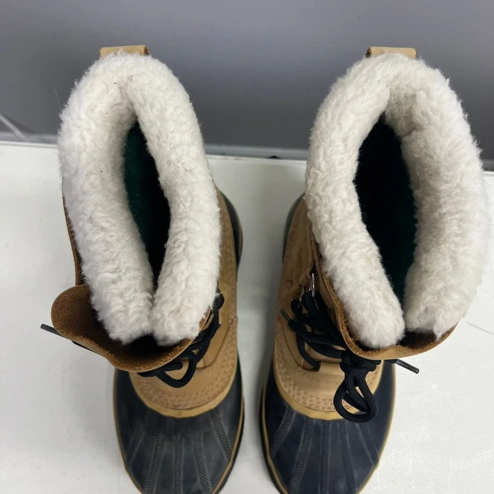 Sorel Caribou II Mens Waterproof Winter Snow Boots Size 7 Tan Black NM1000-281